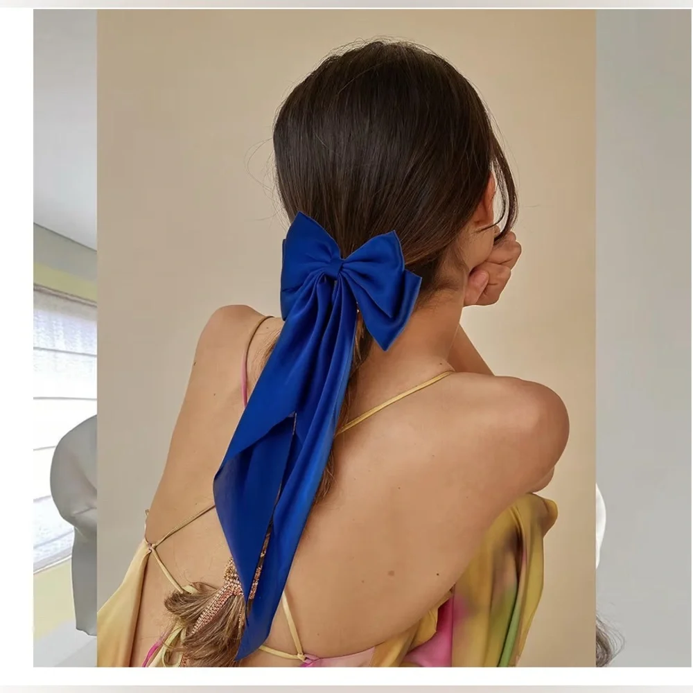 NEW Royal Blue Satin Hair Bow Adult/Youth Size